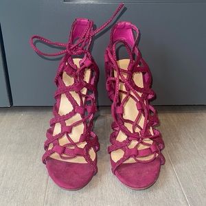 Size 8 Magenta Tie Up High Heels